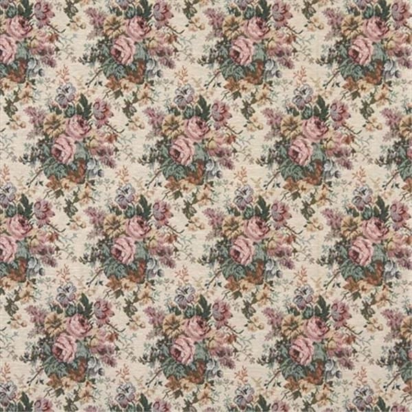 Designer Fabrics H120 54 in. Wide Pink; Green And Burgundy; Floral Bouquet Tapestry Upholstery Fabric H120 - main
